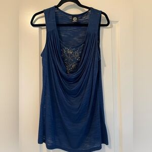 Bobeau embellished top with cowl neckline.